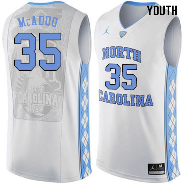 Youth #35 Ryan McAdoo North Carolina Tar Heels College Basketball Jerseys Sale-White - Click Image to Close